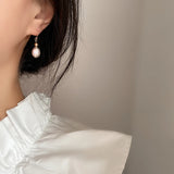 Purple Pearl Earrings 925 Sterling Silver Baroque Pearl Drop Earrings