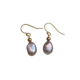 Purple Pearl Earrings 925 Sterling Silver Baroque Pearl Drop Earrings