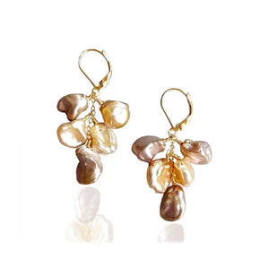 Baroque Keshi Pearl Earrings 925 Silver 18K Plated Hook
