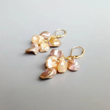 Baroque Keshi Pearl Earrings 925 Silver 18K Plated Hook