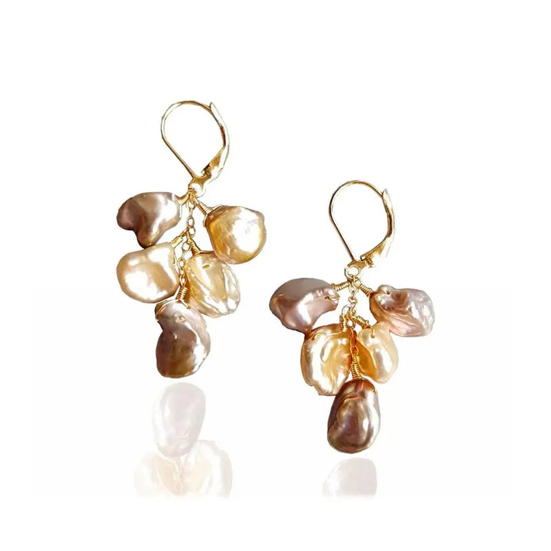 Baroque Keshi Pearl Earrings 925 Silver 18K Plated Hook