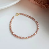 Purple Pink Freshwater Pearl 14K Filled Bracelet Natural Jewelry