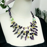 Purple Statement Necklace Amethyst Red Coral Lemon Jade Pearl Green Agate