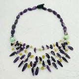 Purple Statement Necklace Amethyst Red Coral Lemon Jade Pearl Green Agate