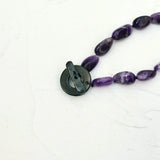 Purple Statement Necklace Amethyst Red Coral Lemon Jade Pearl Green Agate