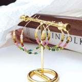 Rainbow Tourmaline 14K Filled Hoop Earrings Real Gemstone Jewelry