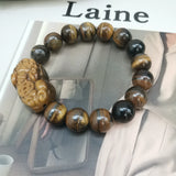 12mm Tiger's Eye Bracelet Pixiu for Money 1pcs