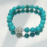 8mm Turquoise Bracelet with Zircon Magnet 18-20cm