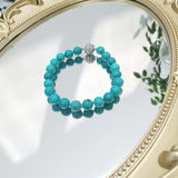 8mm Turquoise Bracelet with Zircon Magnet 18-20cm