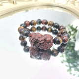10mm Tiger's Eye Bracelet Pixiu for Money Coming 1pc