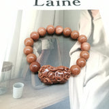 Brown Sandstone 10mm Bracelet with Pixiu for Money Attraction