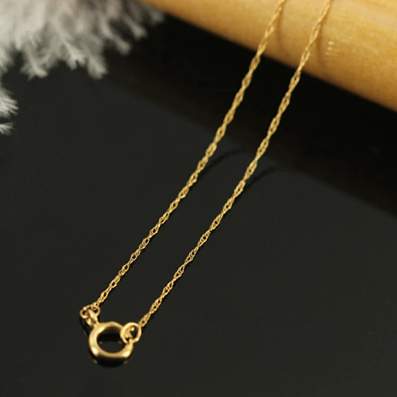 14k Filled Necklace Water Wave Chain Women Necklace 0.76mm Boho Jewelry Gift