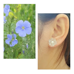 Sterling Silver Crystal Flowers Pearl Stud Earrings Women Gift