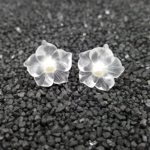 925 Silver Crystal Flowers Pearl Stud Earrings Women Gift