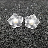 925 Silver Crystal Flowers Pearl Stud Earrings Women Gift