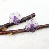 925 Silver Purple Crystal Amethyst Stud Earrings Women Gift