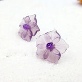 925 Silver Purple Crystal Amethyst Stud Earrings Women Gift
