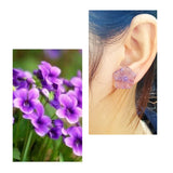 925 Silver Purple Crystal Amethyst Stud Earrings Women Gift