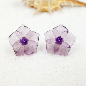 925 Silver Purple Crystal Amethyst Stud Earrings Women Gift