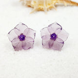 925 Silver Purple Crystal Amethyst Stud Earrings Women Gift