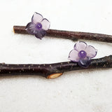 925 Silver Purple Crystal Flower Amethyst Stud Earrings