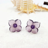 925 Silver Purple Crystal Flower Amethyst Stud Earrings