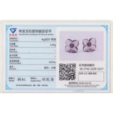 925 Silver Purple Crystal Flower Amethyst Stud Earrings