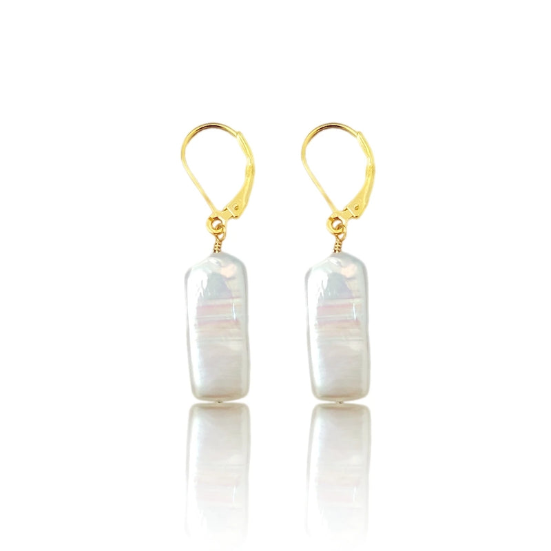 Baroque Pearl Drop Earrings 925 Sterling Silver Plated Boho Jewelry