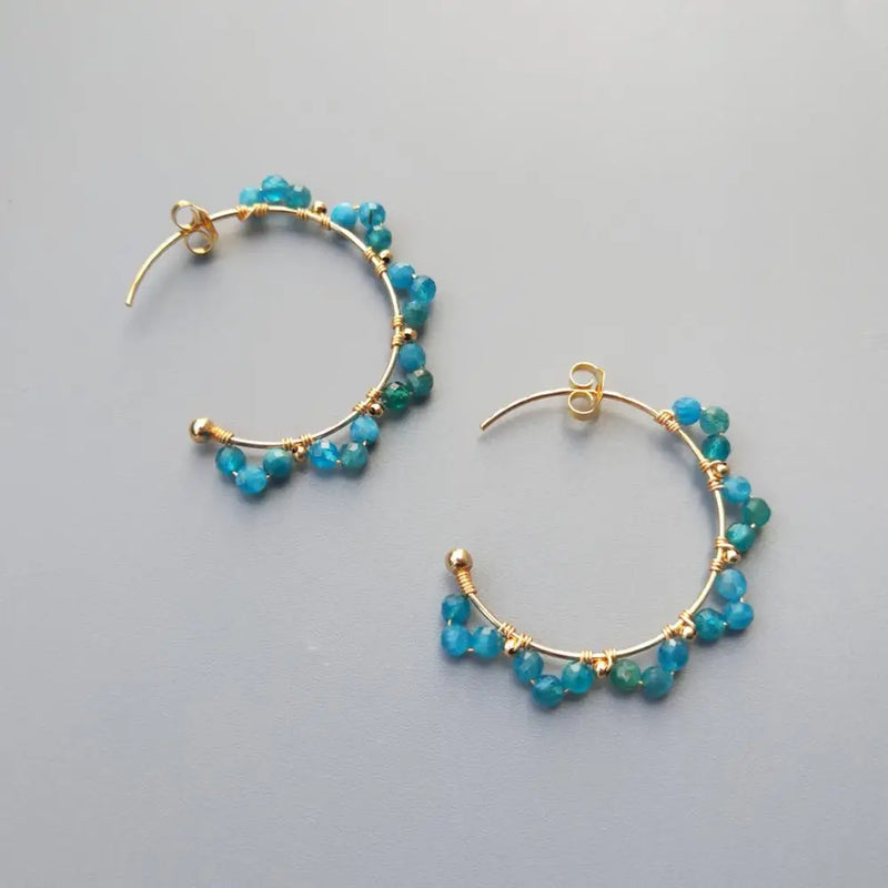 Apatite 925 Silver Earrings 18K Plated Delicate Jewelry