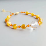 Clear Quartz Golden Tiger's Eye Beaded Bracelet for Women