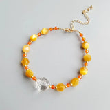 Clear Quartz Golden Tiger's Eye Beaded Bracelet for Women