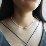 Freshwater Pearl 925 Silver Cube Choker Necklace