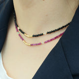 Gemstone Choker Necklace Ruby Spinel Crystal 14K Filled Women Jewelry