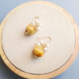 Golden Tiger's Eye Pearl Earrings 925 Silver Delicate Drop Jewelry