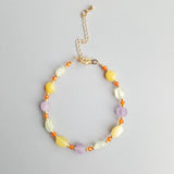 Light Amethyst Prehnite Yellow Opal Bracelet for Child or Women