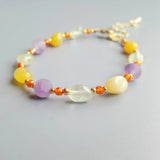 Light Amethyst Prehnite Yellow Opal Bracelet for Child or Women