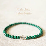 Malachite Labradorite Bracelet 925 Silver Health Digestion