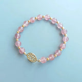 Strawberry Quartz S925 Sterling Silver Coin Charm Bracelet For Women