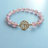 Strawberry Quartz S925 Sterling Silver Coin Charm Bracelet For Women