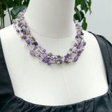 Stone Choker Necklace Amethyst Quartz Green Turquoise Women Jewelry