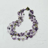 Stone Choker Necklace Amethyst Quartz Green Turquoise Women Jewelry