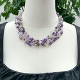 Stone Choker Necklace Amethyst Quartz Green Turquoise Women Jewelry