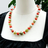 Real Stone Green Orange Necklace Agate Crystal Coral Necklace Women Jewelry Gift