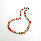 Real Stone Green Orange Necklace Agate Crystal Coral Necklace Women Jewelry Gift
