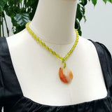 Real Stone Green Orange Necklace Lemon Jade Agate Women Necklace Jewelry Gift