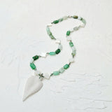 Green Chrysoprase Jade Leaf Pendant Women Necklace