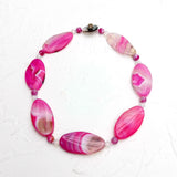 Real Stone Hot Pink Necklace Agate Crystal Necklace Women Jewelry