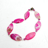 Real Stone Hot Pink Necklace Agate Crystal Necklace Women Jewelry