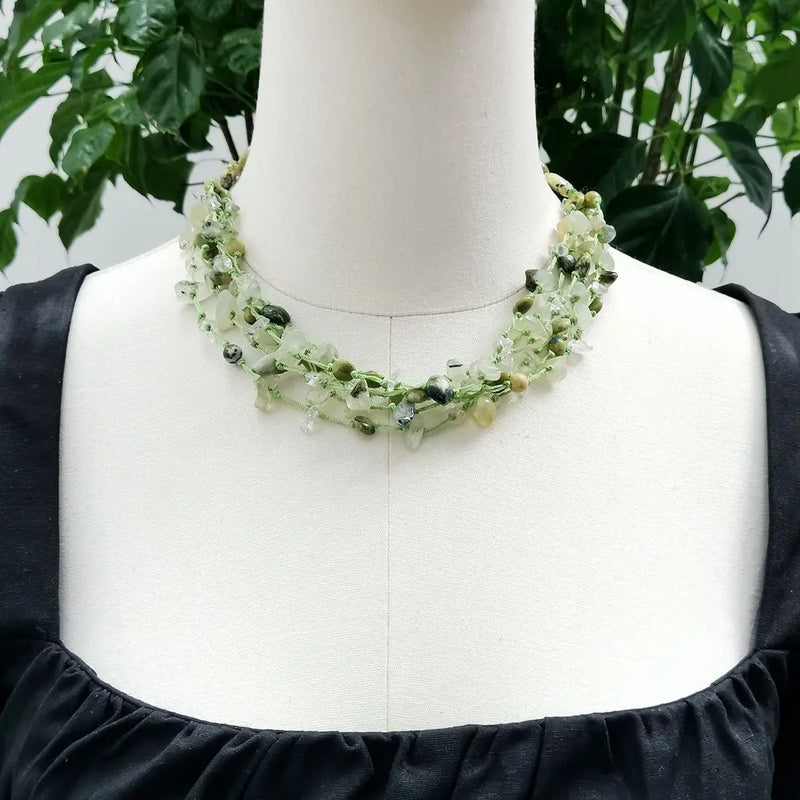 Real Stone Jewelry Green Necklace Bracelet Set