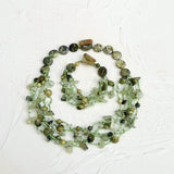 Real Stone Jewelry Green Necklace Bracelet Set